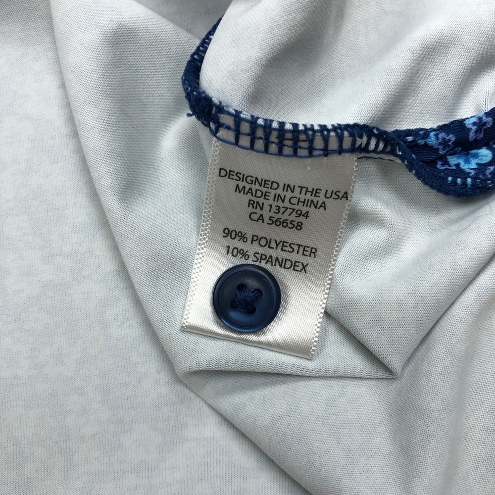 US Open LACC 123rd Golf Polo Shirt Mens XL Blue Floral Performance Short Sleeve - Picture 7 of 9